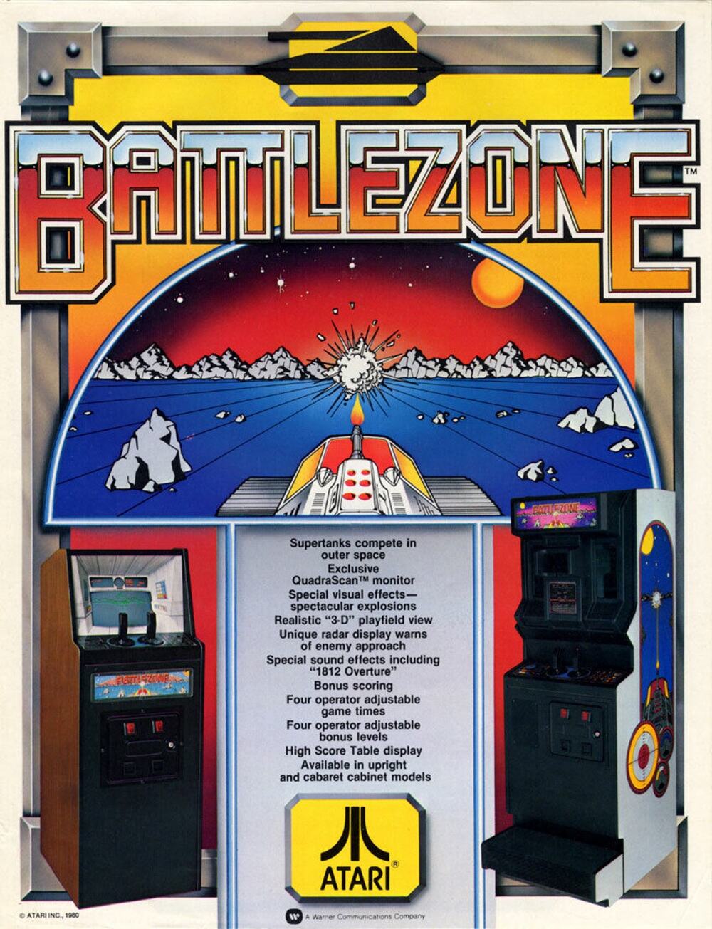 Battlezone Arcade FLYER 1980 Original NOS Video Game Battle Zone Retro Art Promo